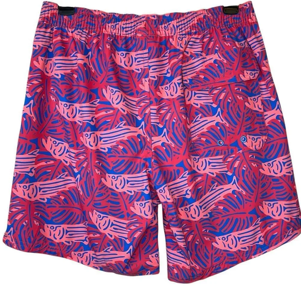 VINEYARD VINES 7" Printed Chappy Swim Trunks in Pinks and Blue Men's XS - Picture 8 of 13